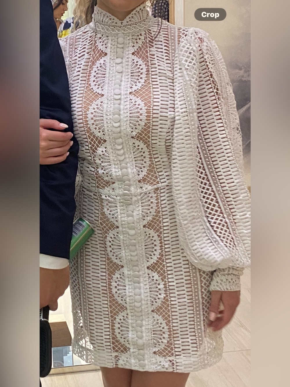 White Lace Button-Front Victorian-Inspired Dress